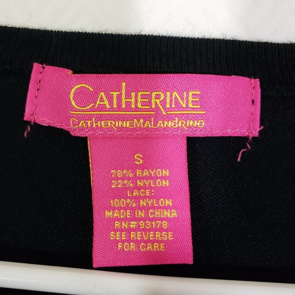 CATHERINE BY CATHERINE MALADRINO Small Black Cardigan, Lace, Button-Down Sweater - Picture 4 of 8